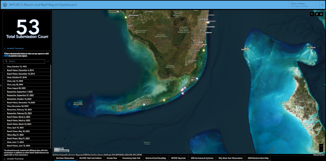 WFCRC's Beach and Reef Report Dashboard